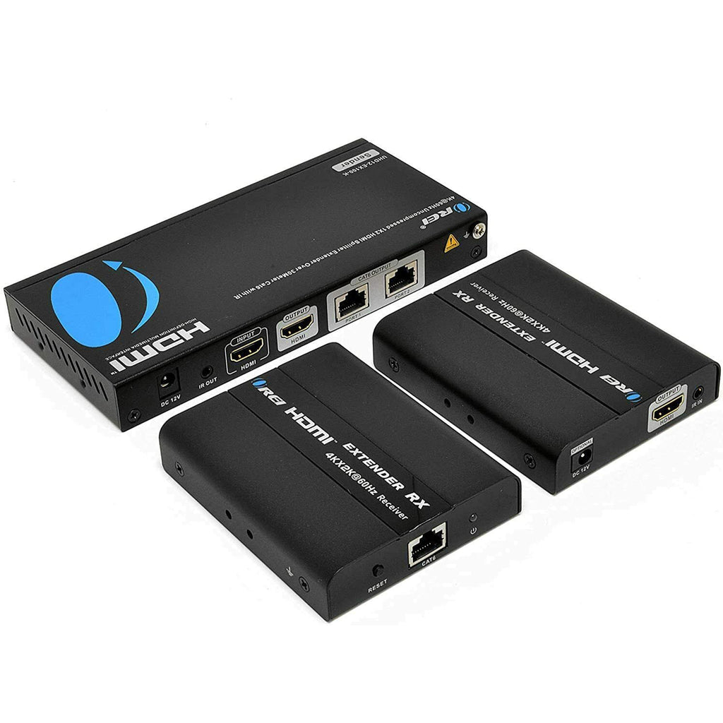 4K UltraHD 1x2 HDMI Extender Splitter Over CAT6/7 Up to 100 Ft with IR Remote & Loop-out (UHD12-EX100-K)