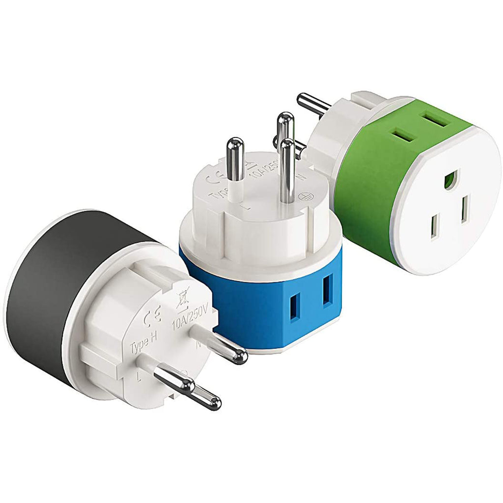 Palestine, Israel Travel Adapter - 2 in 1 - Type H - Compact Design (US-14)