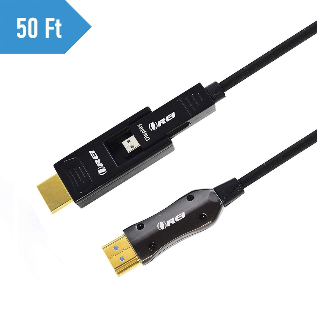 50 Feet OREI Fiber Optic Active HDMI Cable supports up to 4K @ 60Hz