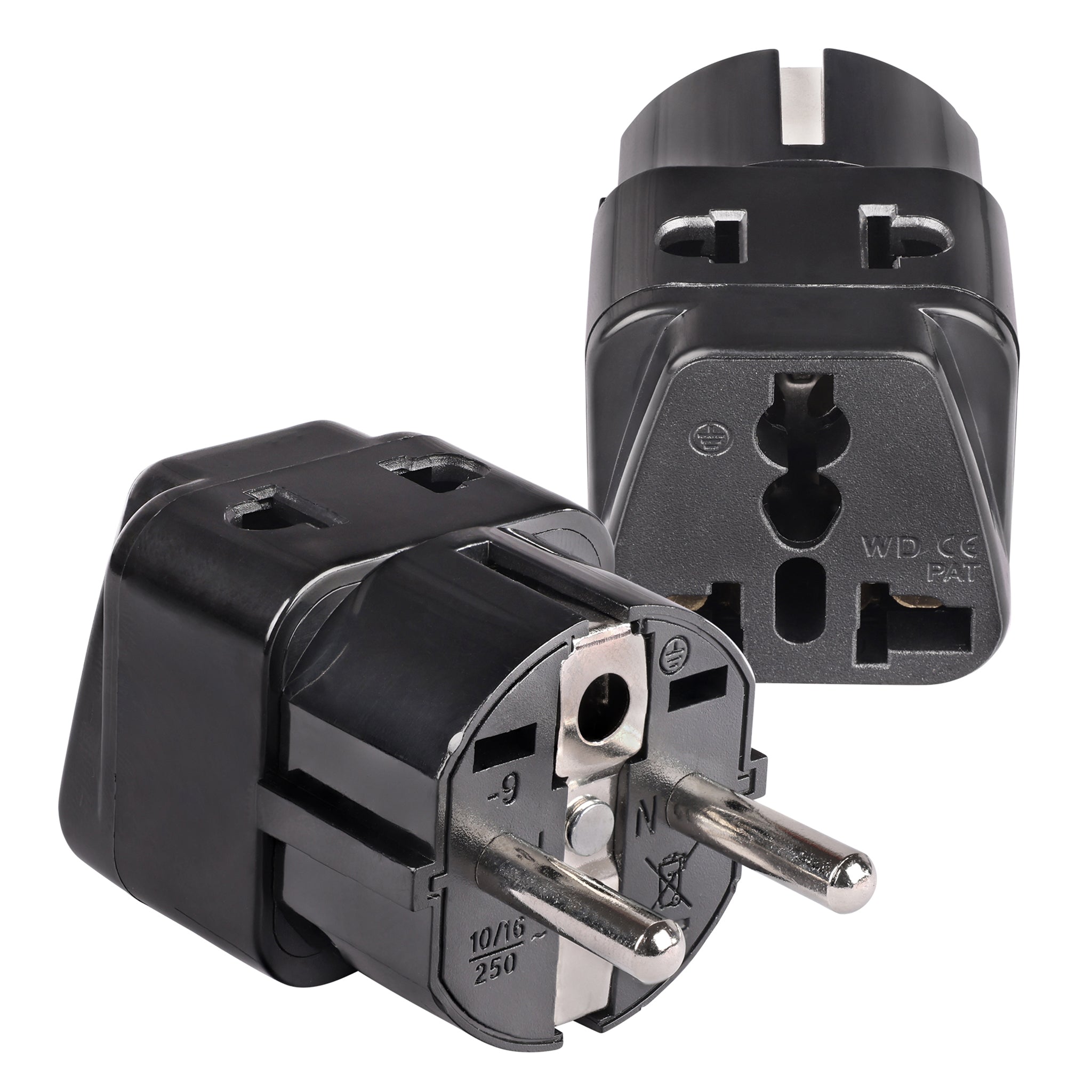 Germany, France Travel Adapter - 2 in 1 - Type E/F - Compact Design (US-9)