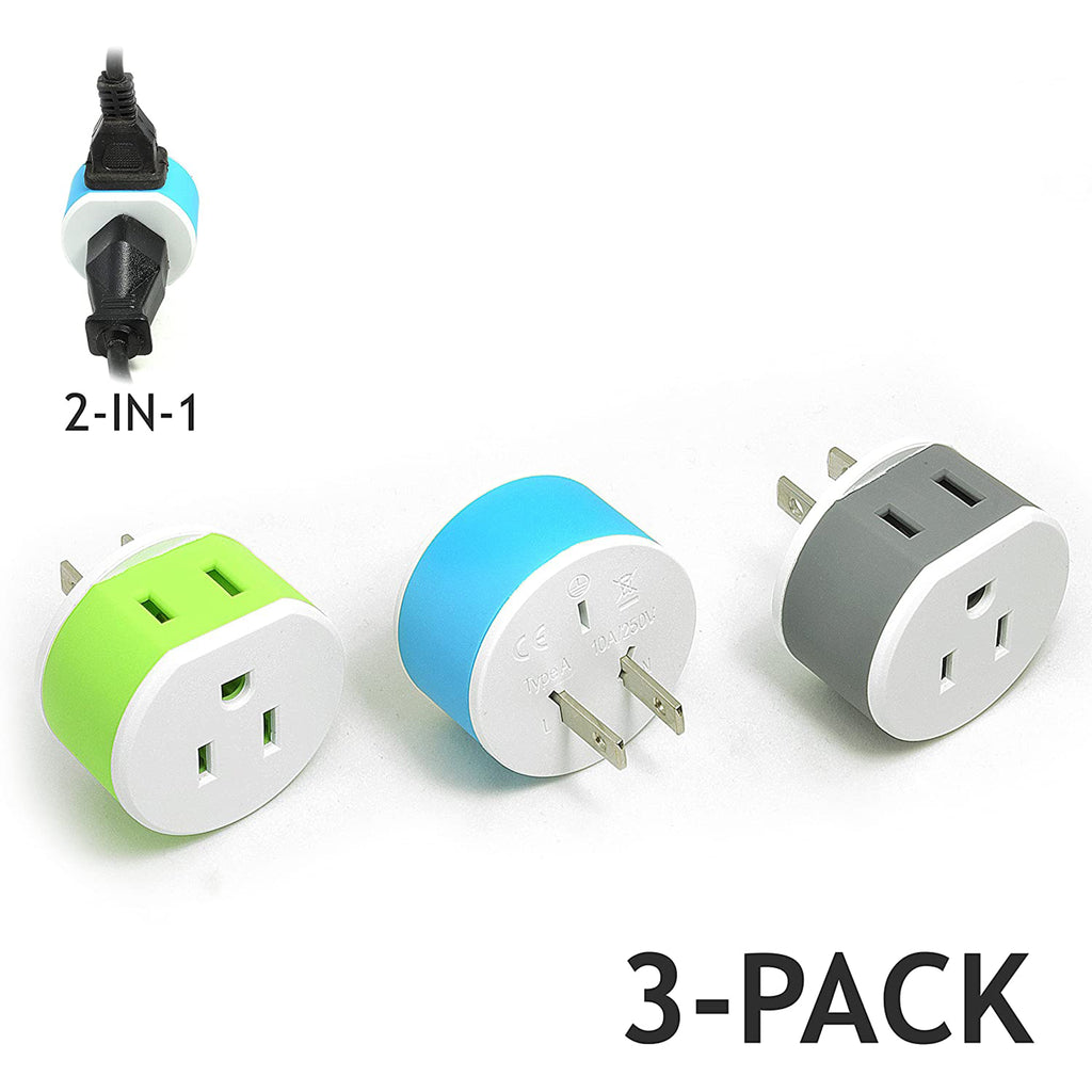 Japan, Philippines Travel Adapter - 2 in 1 - Type A - Compact Design (US-6)