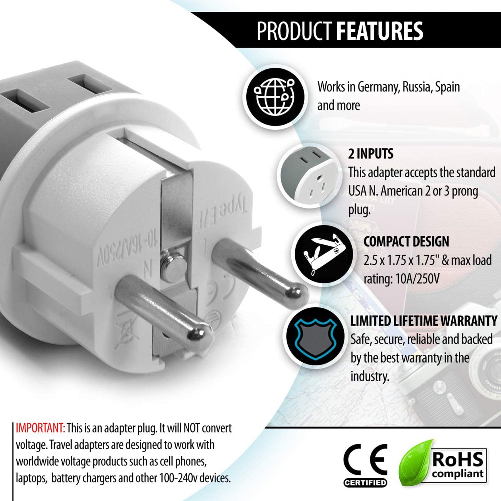 Adaptateur USA - France Ebenoid