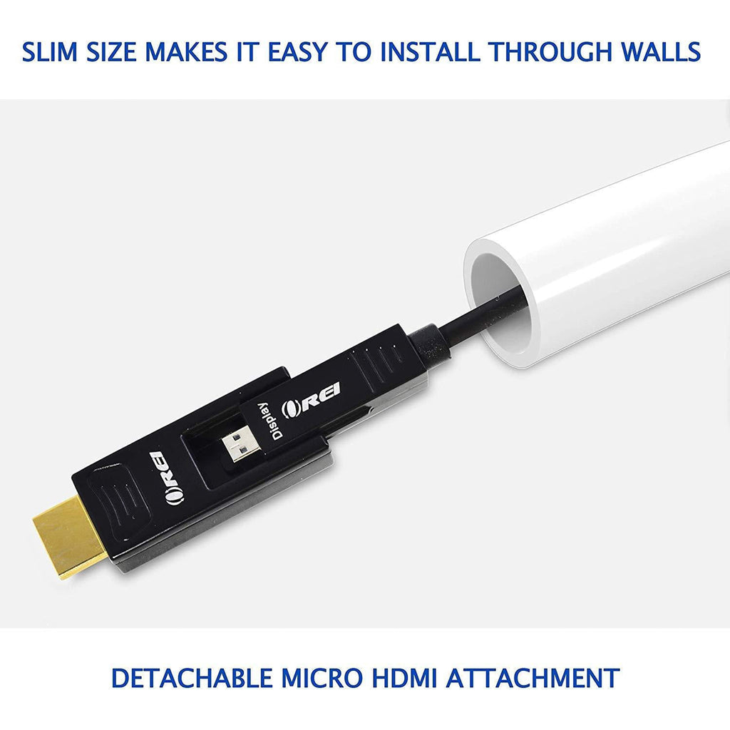 100 Feet Orei Fiber Optic Active HDMI Cable supports up to 4K@60Hz