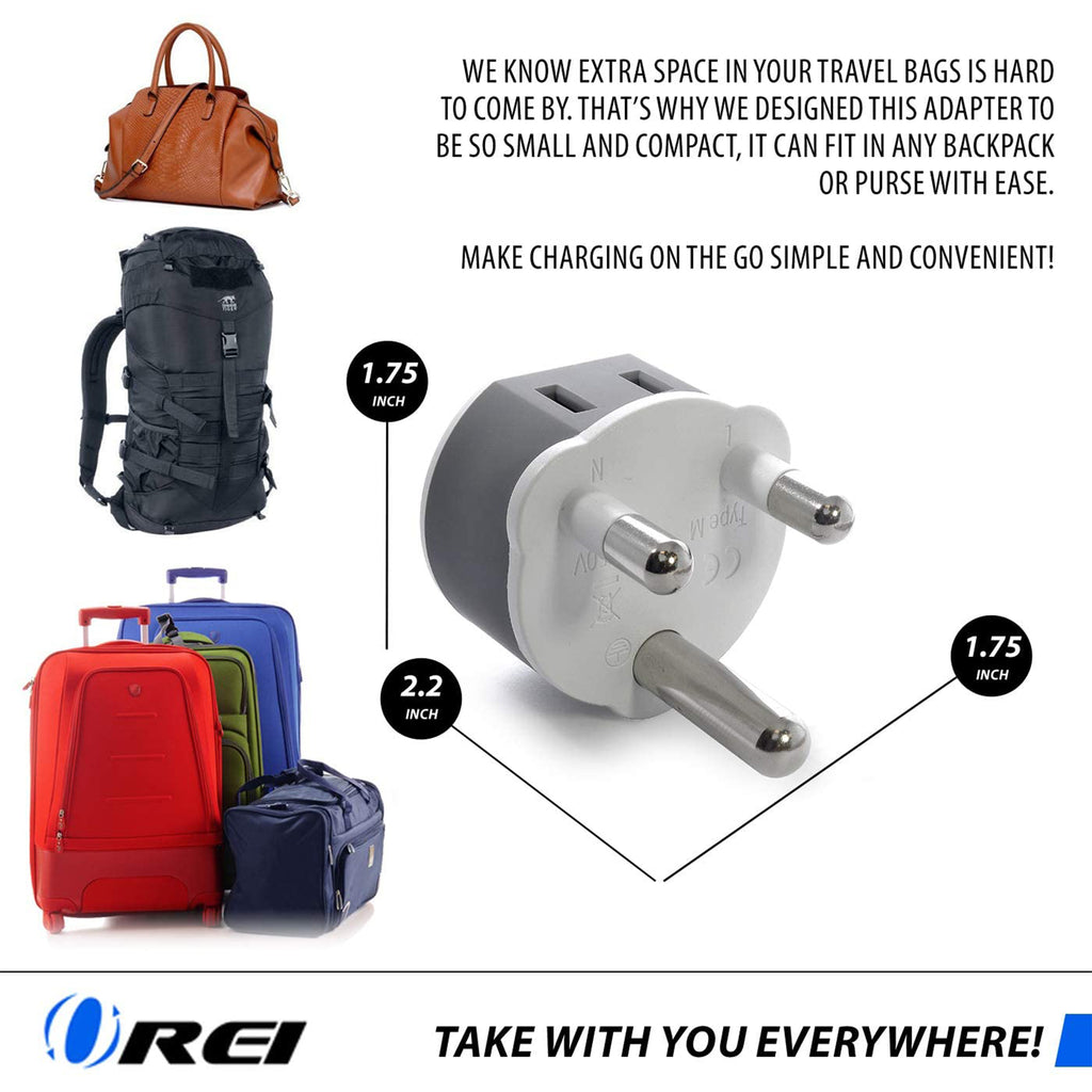 South Africa, Botswana Travel Adapter - 2 in 1 - Type M - Compact Design (US-10L)