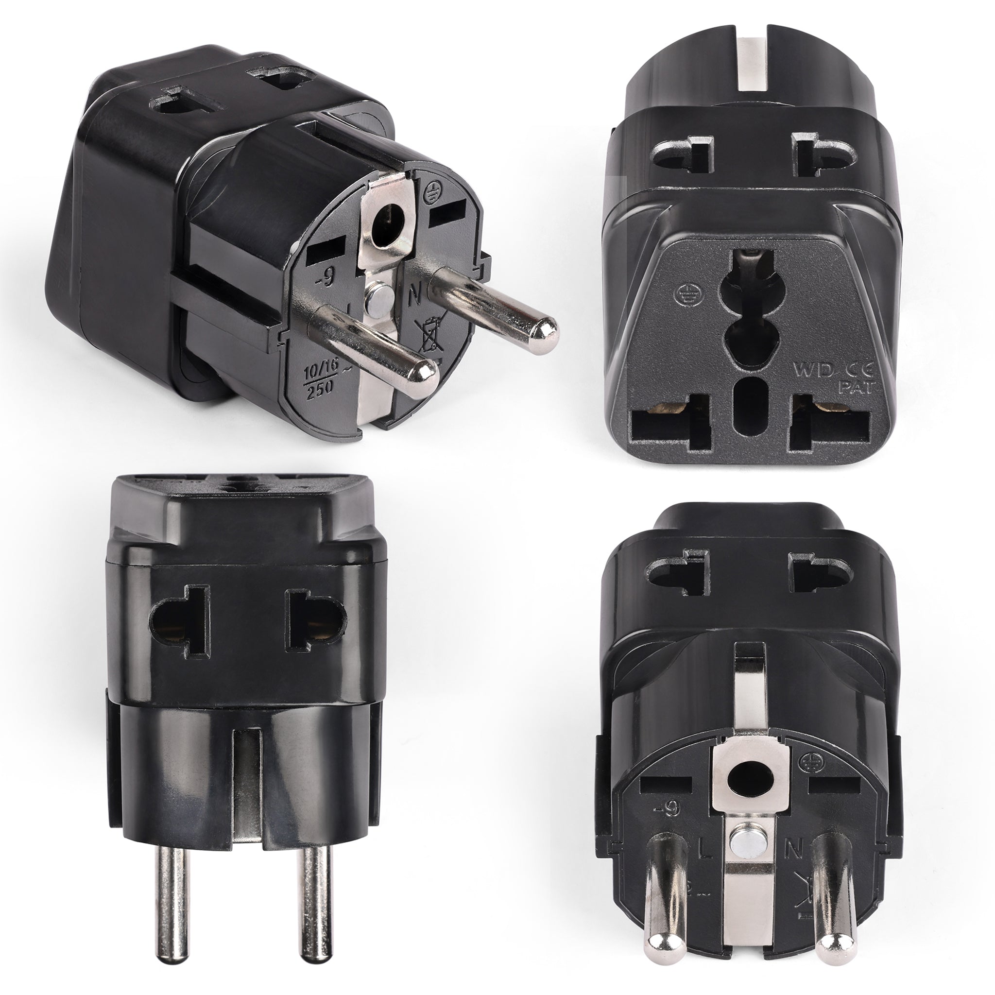 Germany, France Travel Adapter - 2 in 1 - Type E/F - Compact Design (US-9)