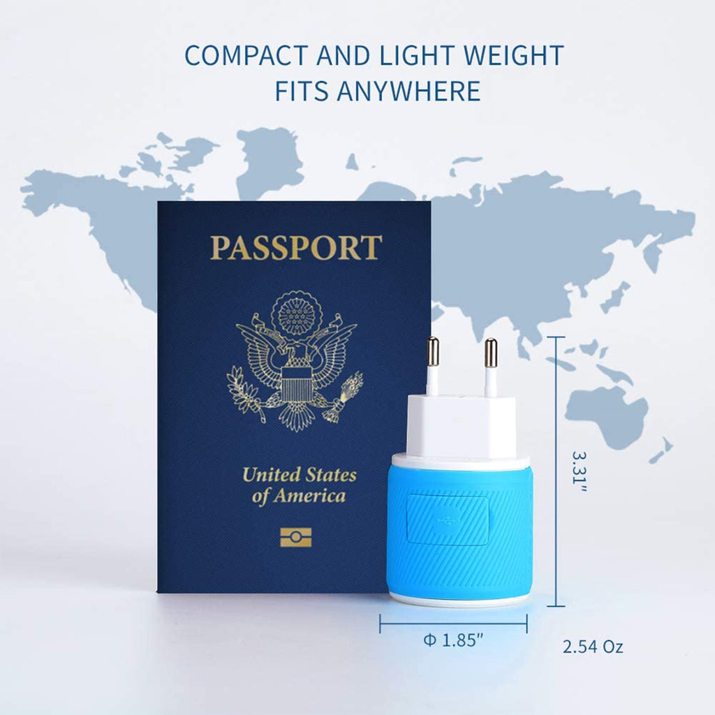 Europe, Germany Travel Adapter - 3 in 1 - 2 USB - Type C - Compact Design (U2U-9C)