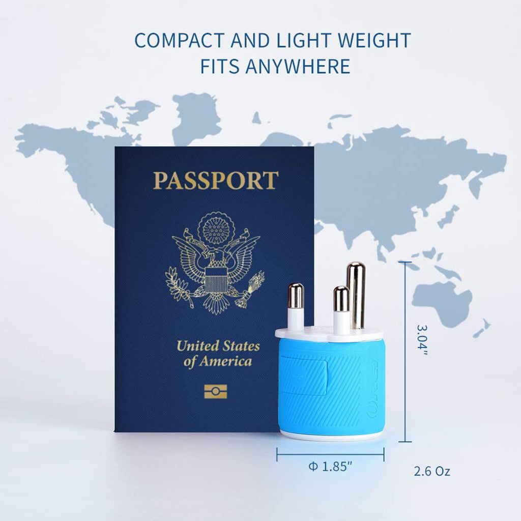 South Africa, Botswana Travel Adapter - 3 in 1 - 2 USB - Type M - Compact Design (U2U-10L)