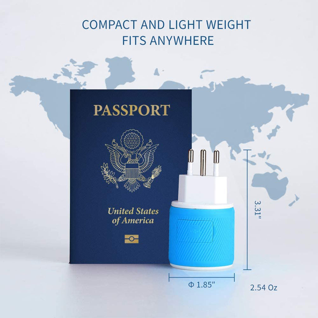 Italy, Uruguay Travel Adapter - 3 in 1 - 2 USB - Type L - Compact Design (U2U-12A)