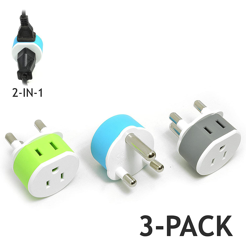 South Africa, Botswana Travel Adapter - 2 in 1 - Type M - Compact Design (US-10L)