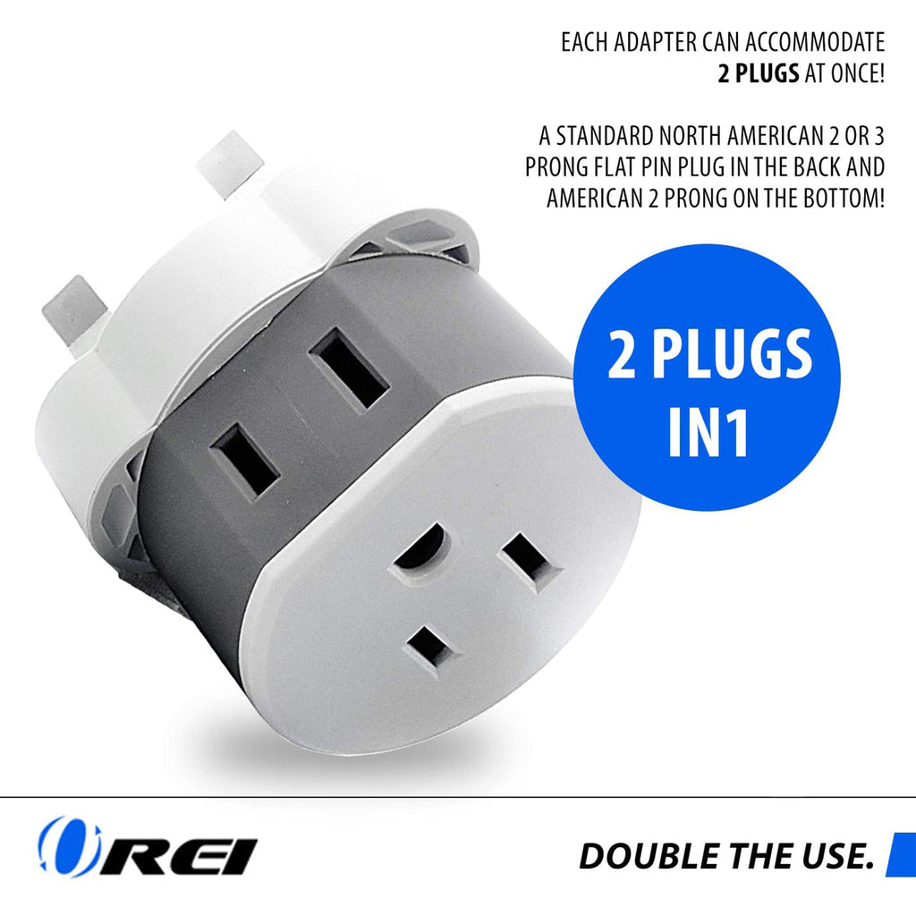 UK, Dubai Travel Adapter - 2 in 1 - Type G - Compact Design (US-7)