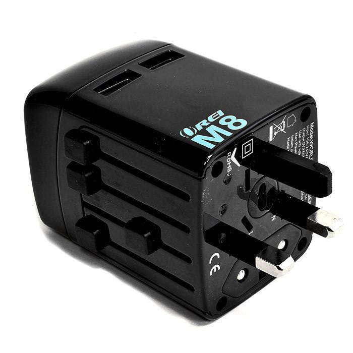 Travel Plug Adapter International World Wide Use with Dual USB Charger - Works in Europe, Asia, Africa, Central America, Japan in Over 150 Countries - Travel Mate