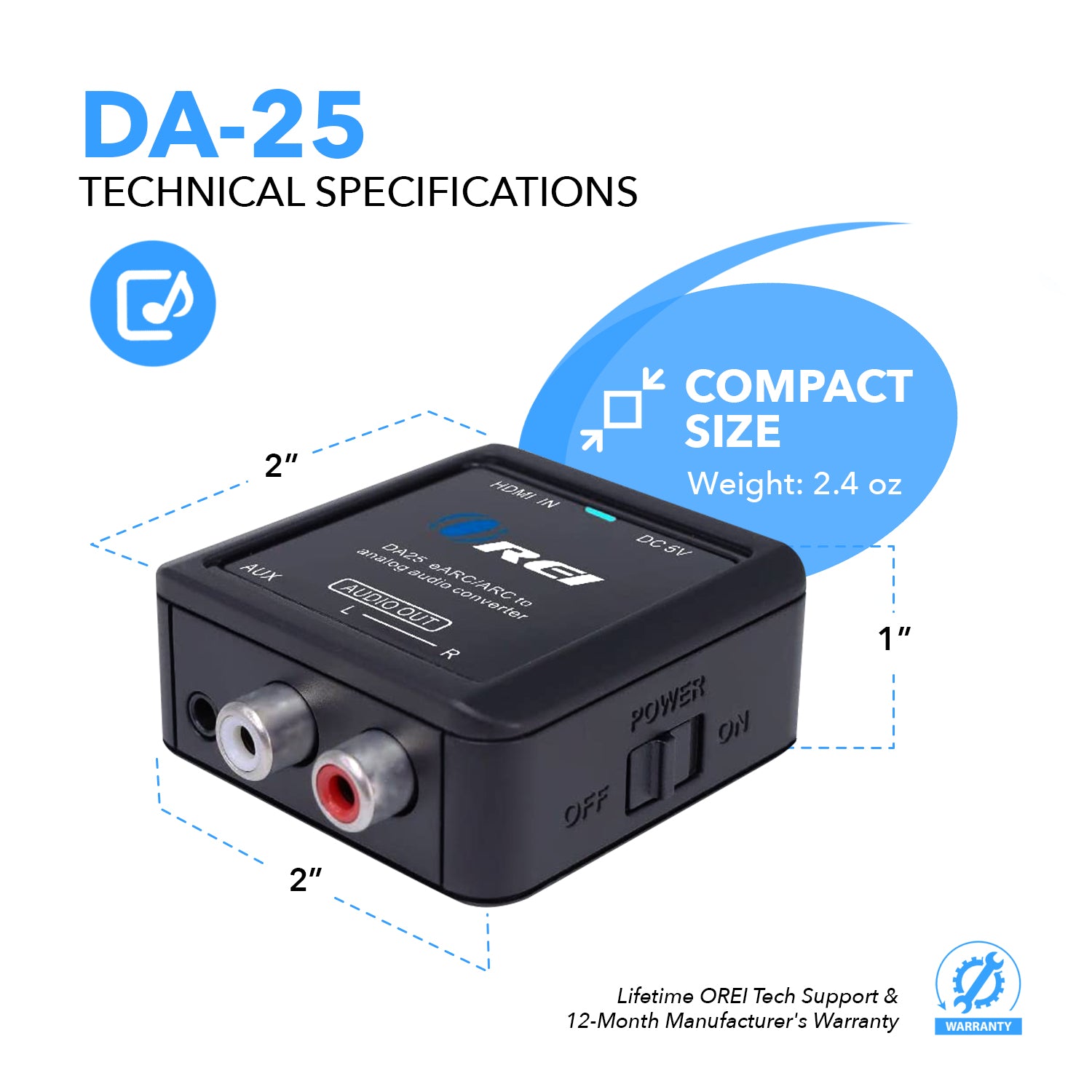 efter skole udsagnsord Placeret HDMI To Analog Audio Converter Over RCA (DA25) | OREI