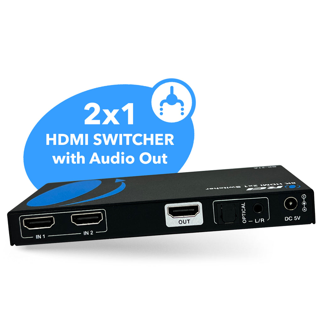 2x1 HDMI Switcher W/ Audio Out: 2-in 1-out, UltraHD 8K, EDID (BK-21A)