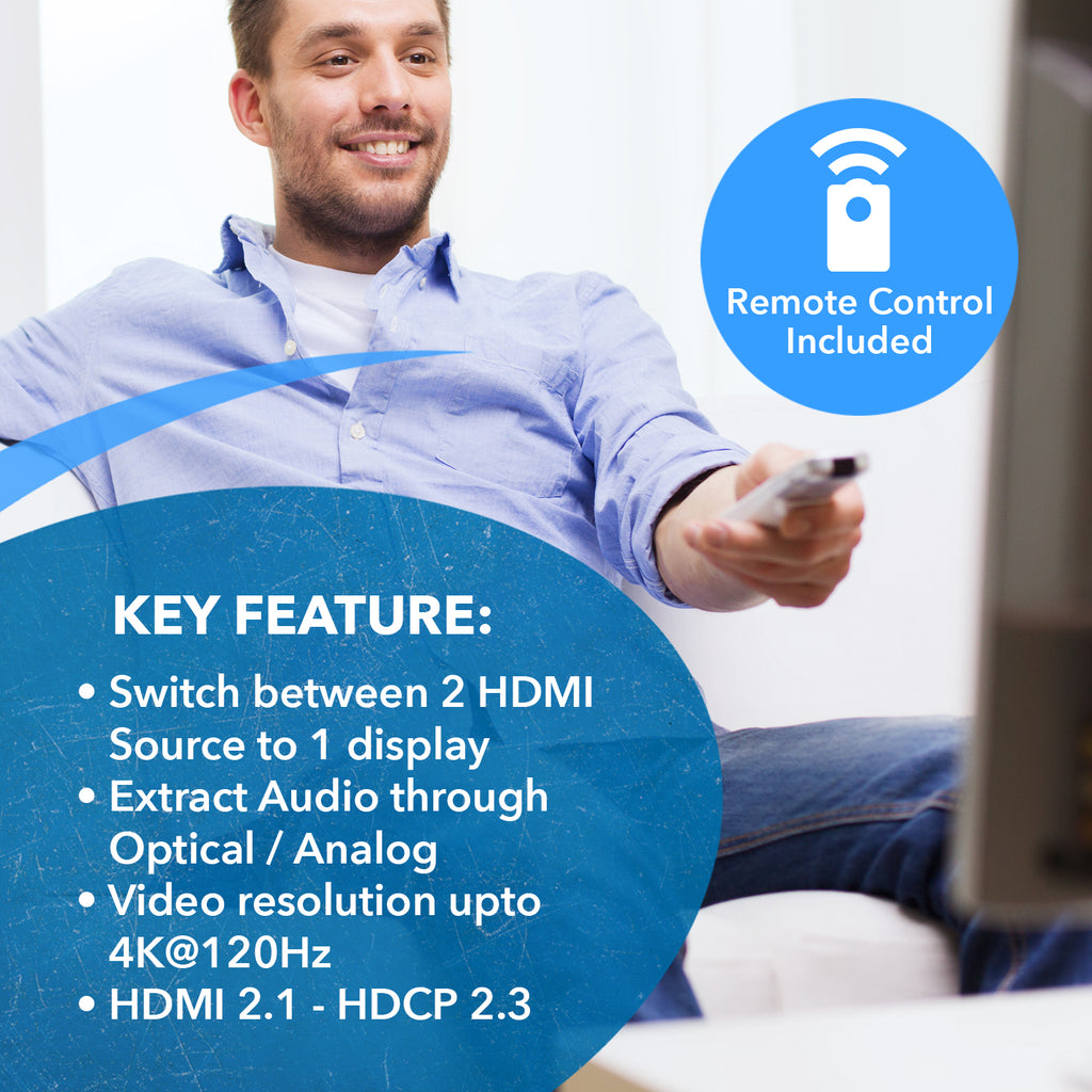 8K 2-port HDMI™ Switch (Audio Extract)-BK-21A