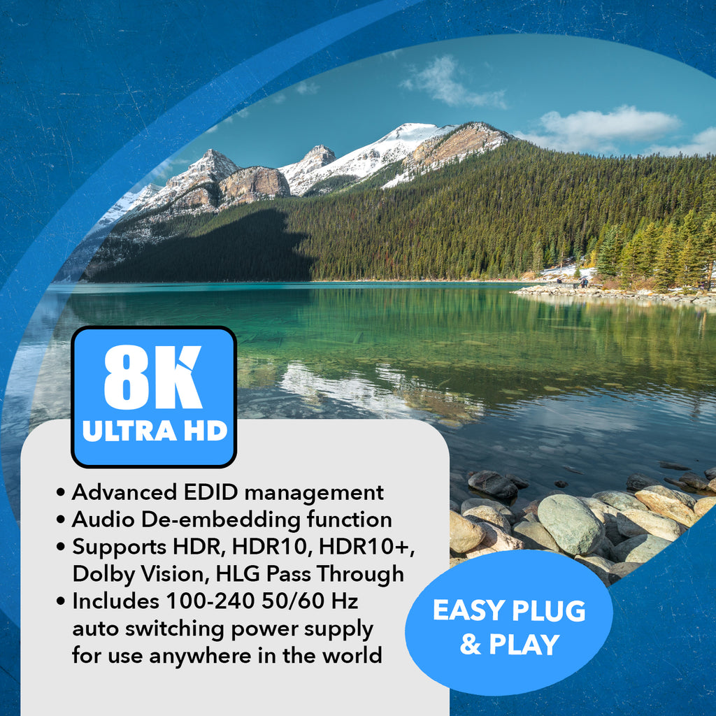 8K 2-port HDMI™ Switch (Audio Extract)-BK-21A