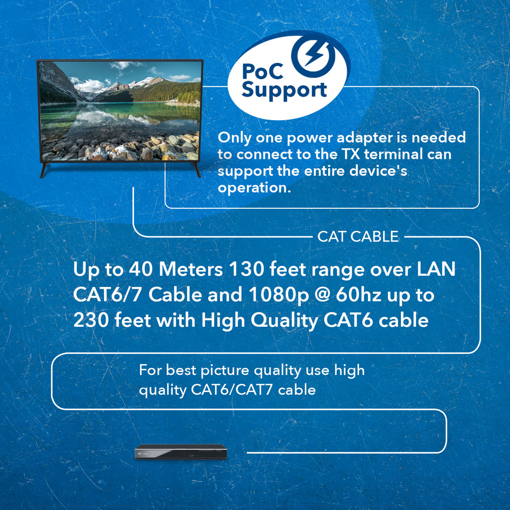 Ultra HD HDBaseT HDMI Extender Upto 230ft @4K Over Cat5e/6 (EX-230UHD)