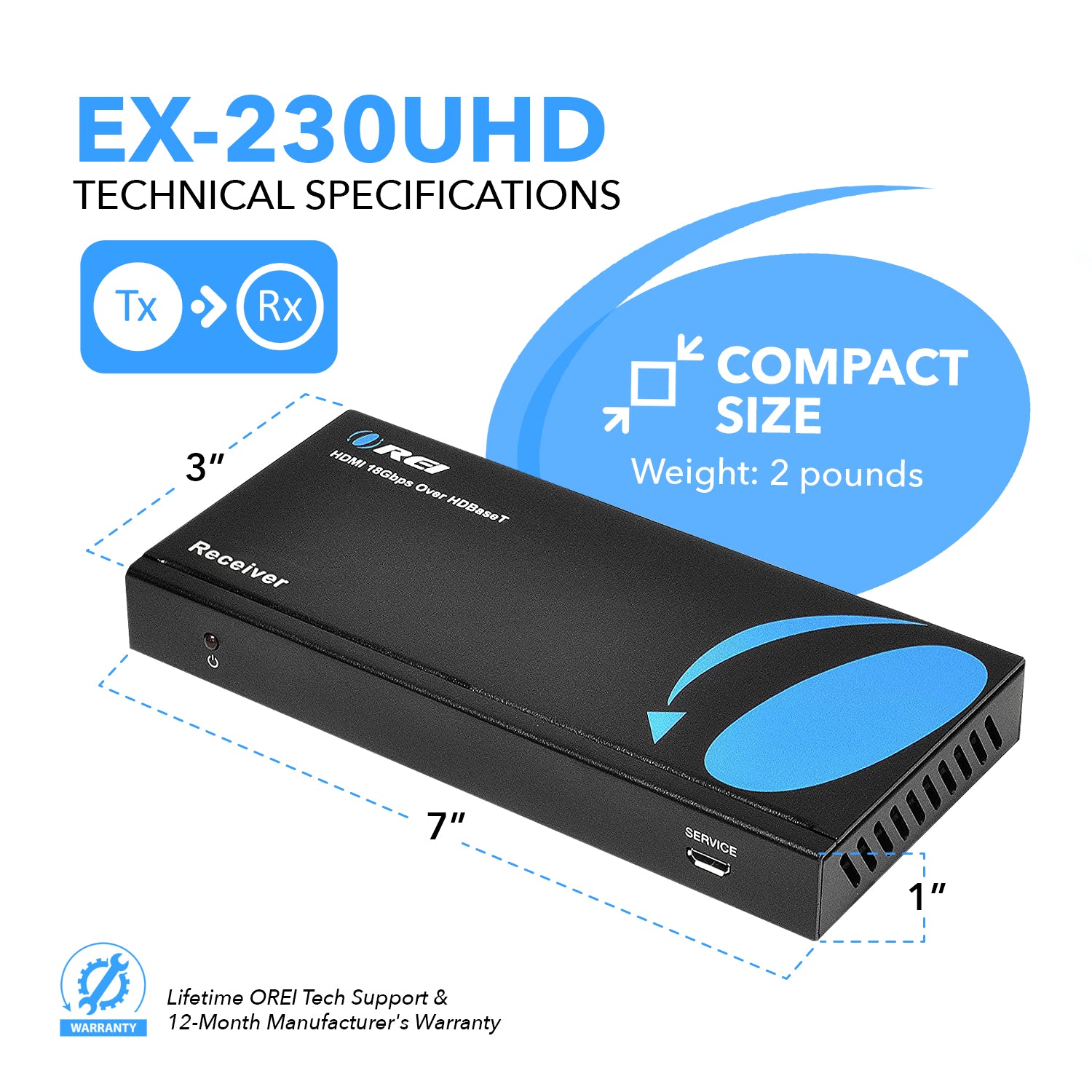 4K HDBaseT HDMI™ Extender (Loop) - 230ft (cat6)-EX-230UHD | OREI 4K HDBaseT HDMI™ Extender (Loop) - 230ft (cat6)-EX-230UHD | OREI