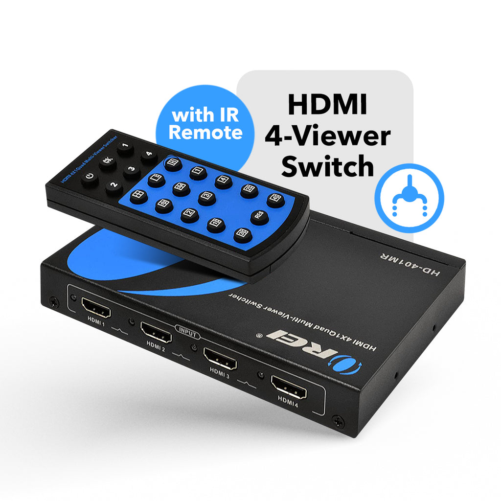 Quad Multi Viewer 4x1 Seamless HDMI Switch With HDMI Output Full HD 1080p (HD-401MR)