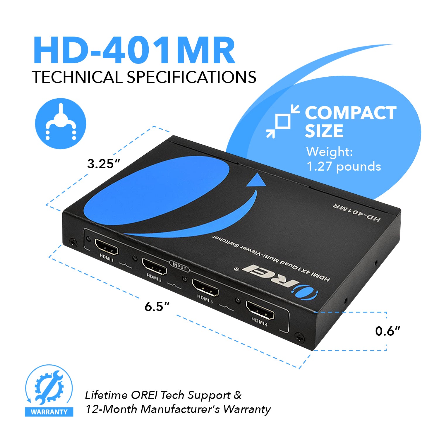 Quad Multi Viewer 4x1 Seamless HDMI Switch With HDMI Output Full