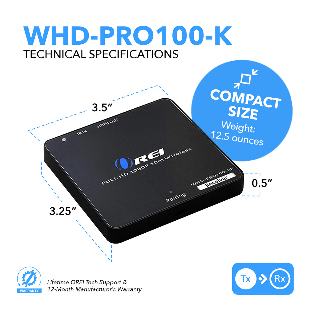 Wireless HDMI Extender Transmitter Dongle & Receiver @1080P up to 100 Feet (WHD-PRO100-K)