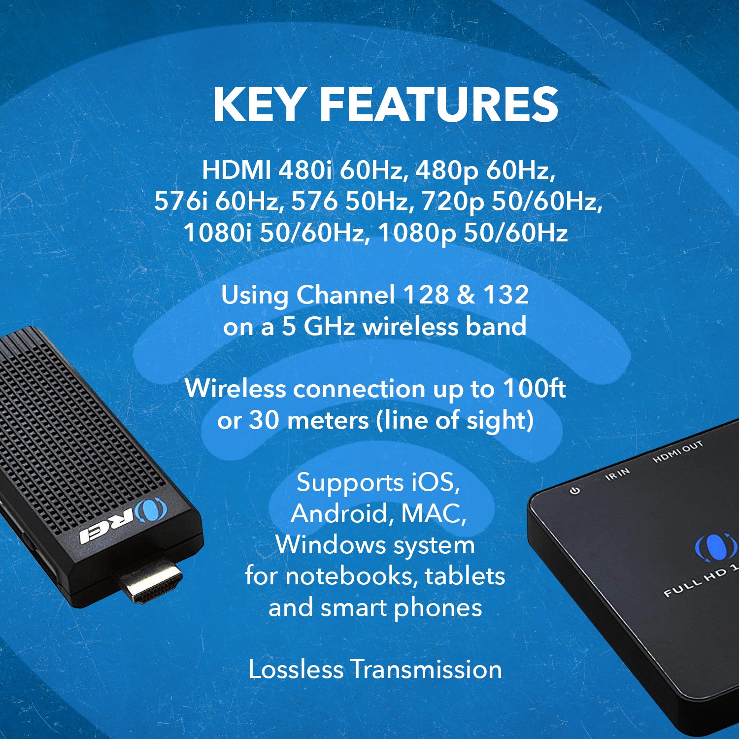 Wireless HDMI Extender Transmitter Dongle & Receiver @1080P up to 100 Feet  (WHD-PRO100-K)