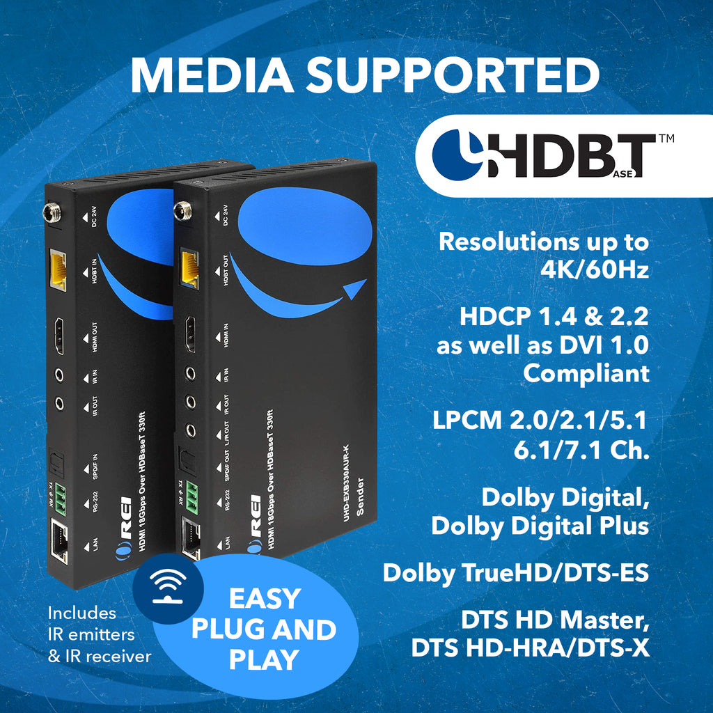 4K HDBaseT HDMI™ Extender (ARC, LAN & KVM) - 330ft (cat6)-UHD-EXB330AUR-K