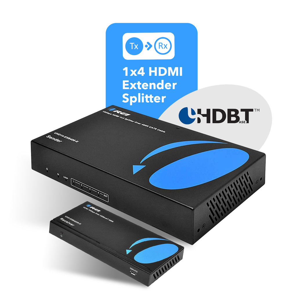 4K UltraHD 1x4 HDMI Extender Splitter Over CAT6/7 Up to 400 Ft with HDBaseT, EDID, IR Control (UHD14-EXB400-K)