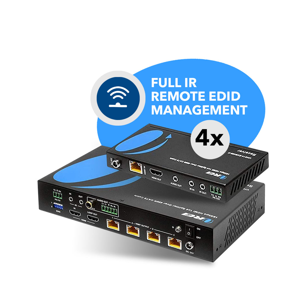 4K UltraHD 1x4 HDMI Extender Splitter Over CAT6/7 Up to 400 Ft with HDBaseT, EDID, IR Control (UHD14-EXB400-K)