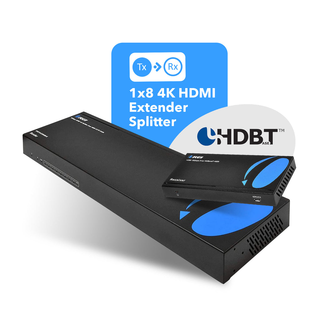 4K UltraHD 1x8 HDMI Extender Splitter Over CAT6/7 Up to 400 Ft with HDBaseT Technology & POC (UHD18-EXB400-K)
