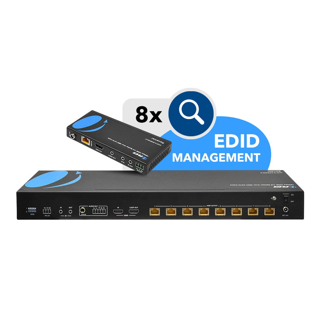 4K UltraHD 1x8 HDMI Extender Splitter Over CAT6/7 Up to 400 Ft with HDBaseT Technology & POC (UHD18-EXB400-K)