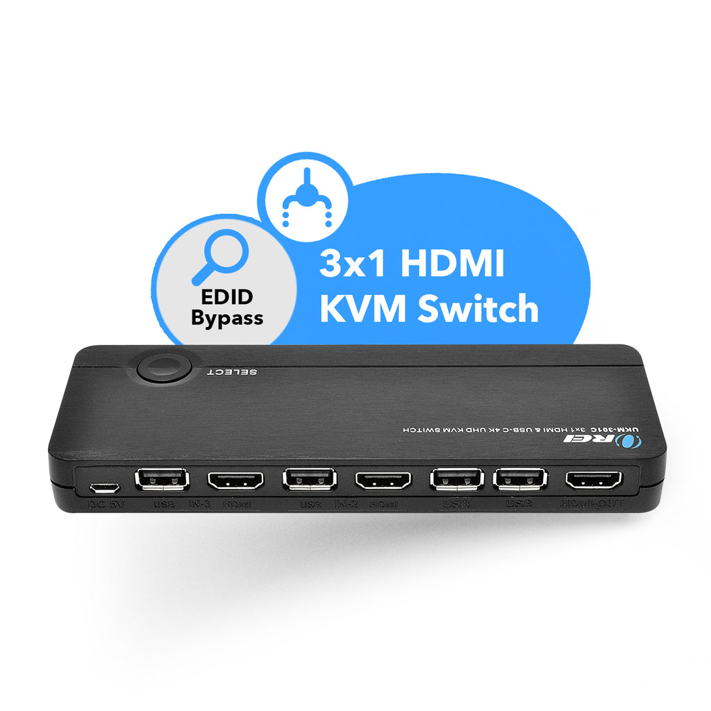 Ultra HD 4K 3x1 HDMI KVM Switch Keyboard & USB Peripheral Control (UKM-301C)