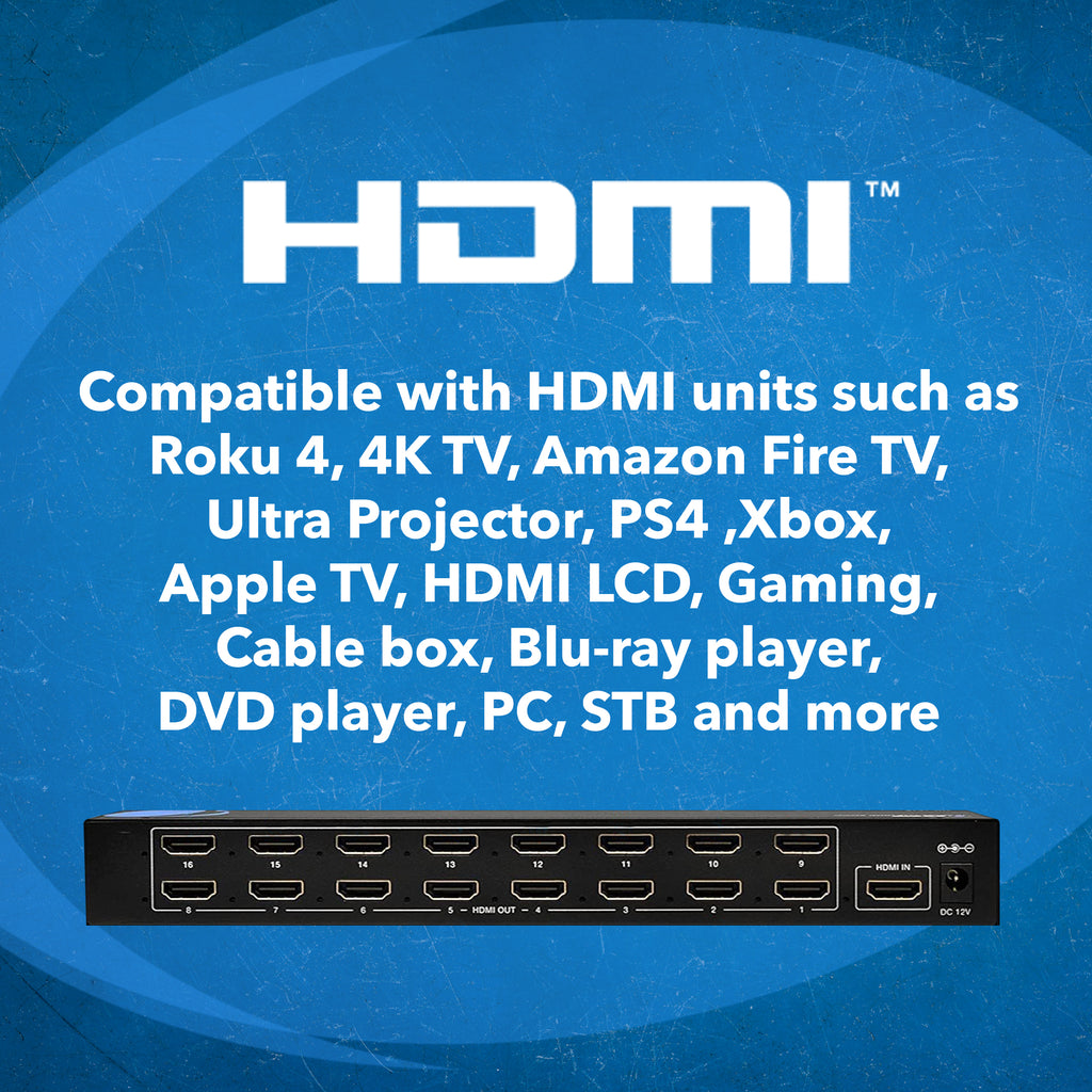 1x16 HDMI Splitter : 1-In 16-Out, 1080p, EDID (HD-1016)