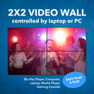 2x2 Video Wall Controlled by laptop or PC with easy plug & play