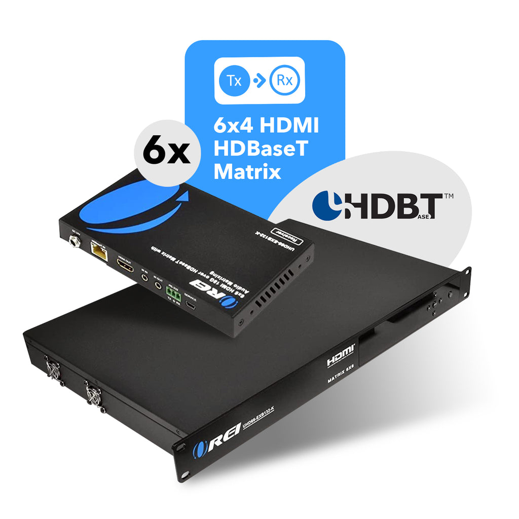 4K 6x4 HDMI HDBaseT Matrix Over CAT6/7 up to 132 Feet, 18Gbps Bandwidth with HDR, CEC & IR Control (UHD66-EXB132-K)