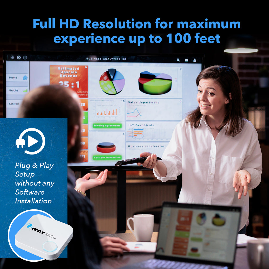 Full HD Wireless HDMI Display Receiver Adapter, 2.4G/5Ghz 4K@60hz Screen Mirroring Solution Miracast (WHD-AIR)