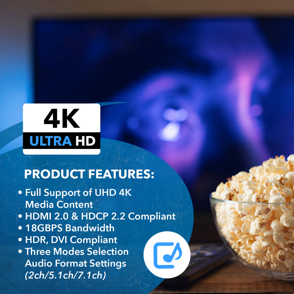Dual HDMI eARC Audio Extractor 4K@60Hz with Optical Port & 3.5mm jack, 18Gbps bandwidth (HDA-935)