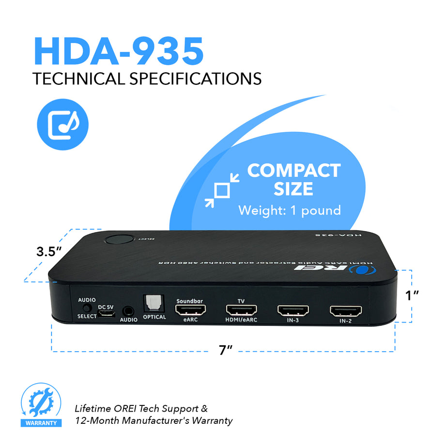 Dual HDMI eARC Audio Extractor 4K@60Hz with Optical Port & 3.5mm jack ...