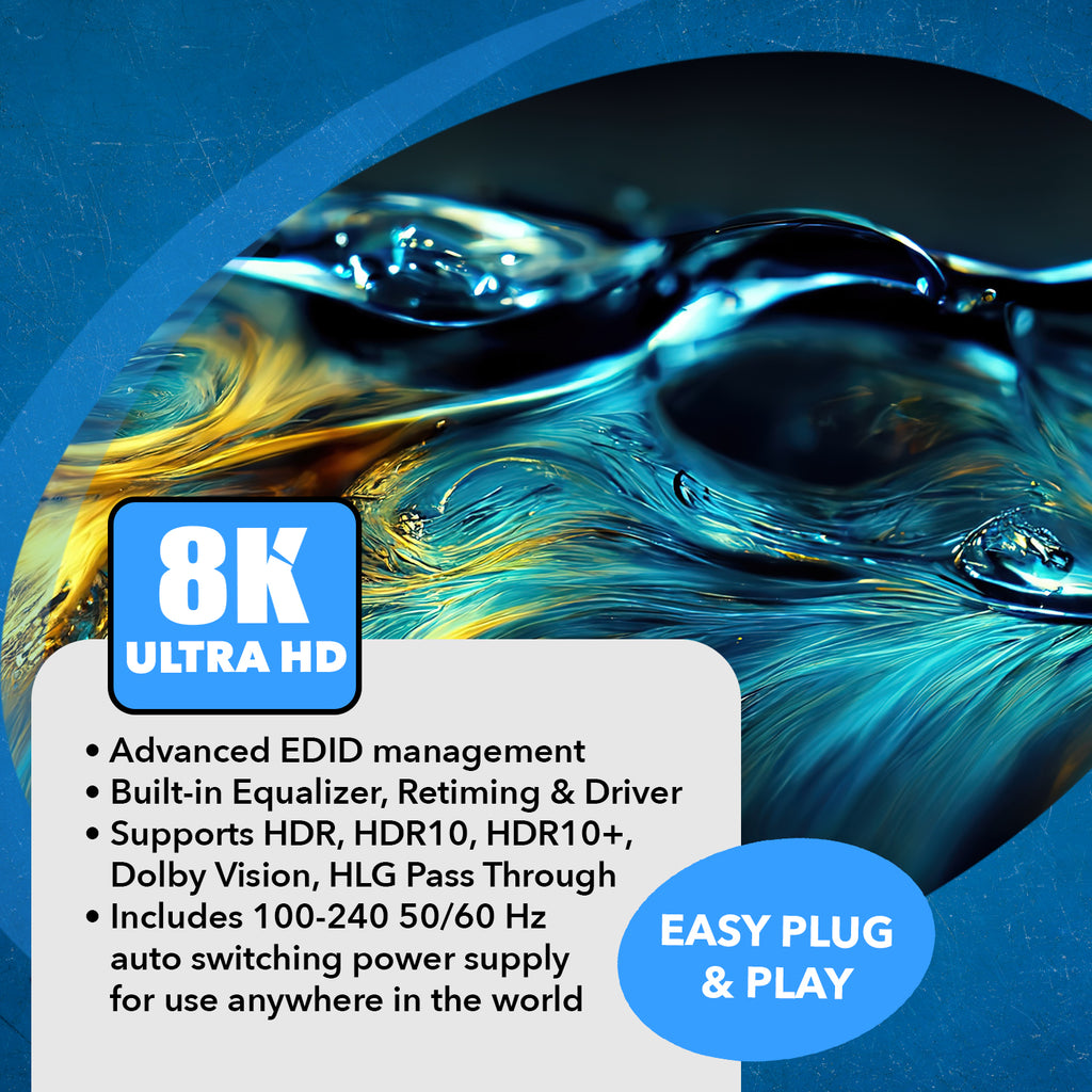 8K 2x2 HDMI™ Matrix (Audio Extract)-BK-202A
