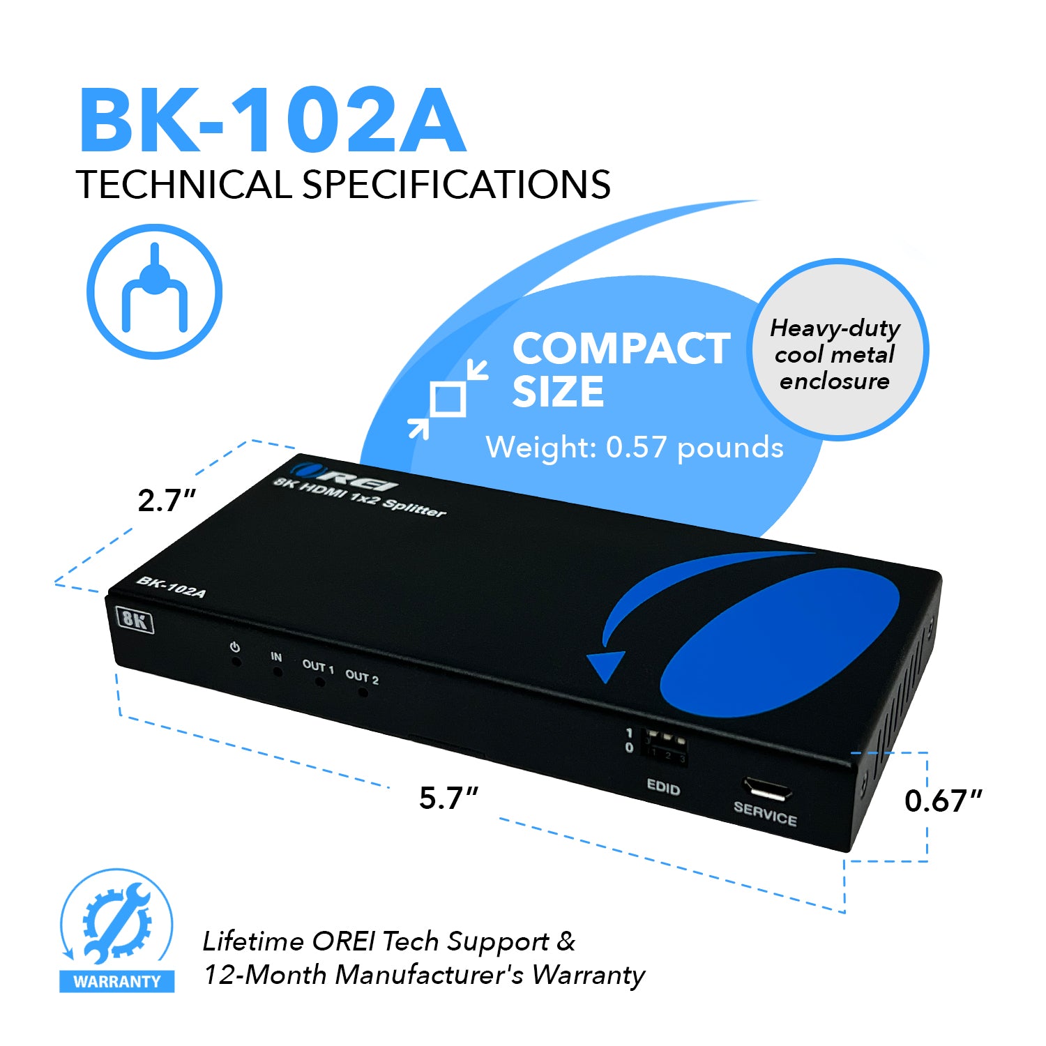 Splitter Hdmi 1x2 Skyway Full Hd 1080p 1 Entrada 2 Salidas