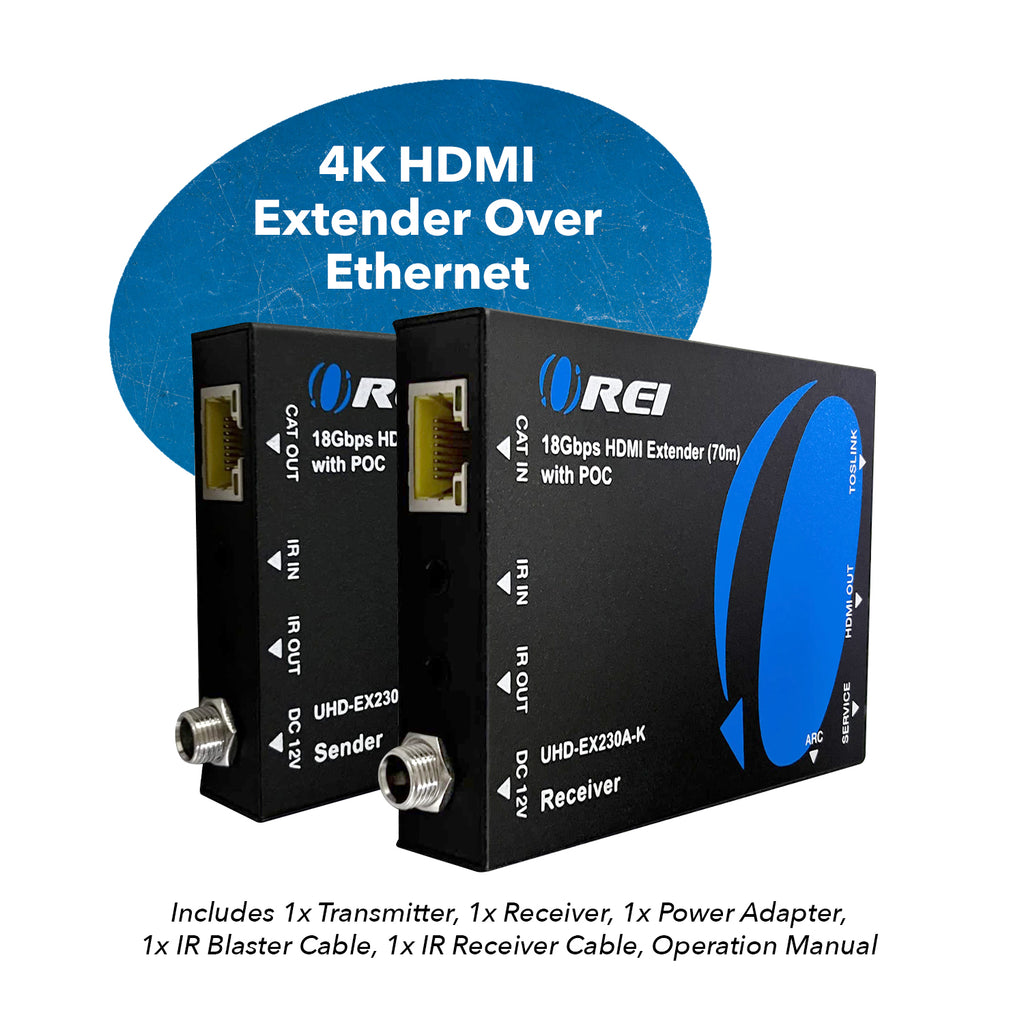 4K@60hz HDMI™ Extender (Loop, Bi-IR, SPDIF) - 230ft (cat6)-UHD-EX230A-K