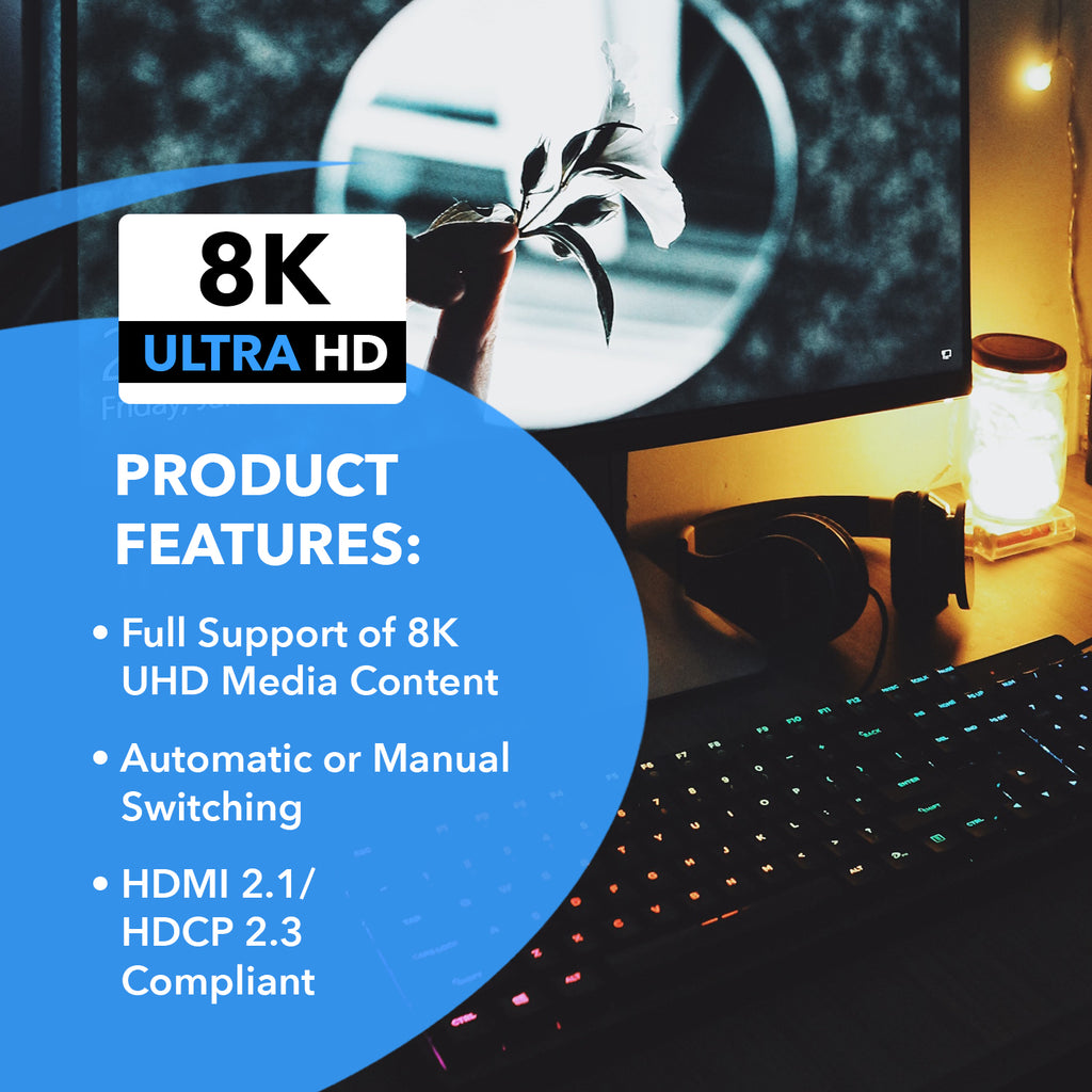 8K 2x1 HDMI Switch for Gaming consoles such as PS5 & Xbox (BK-21S)
