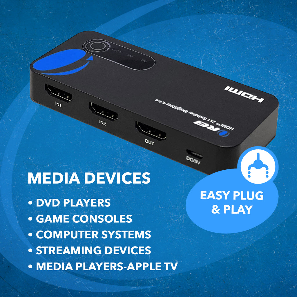 8K 2x1 HDMI Switch for Gaming consoles such as PS5 & Xbox (BK-21S)