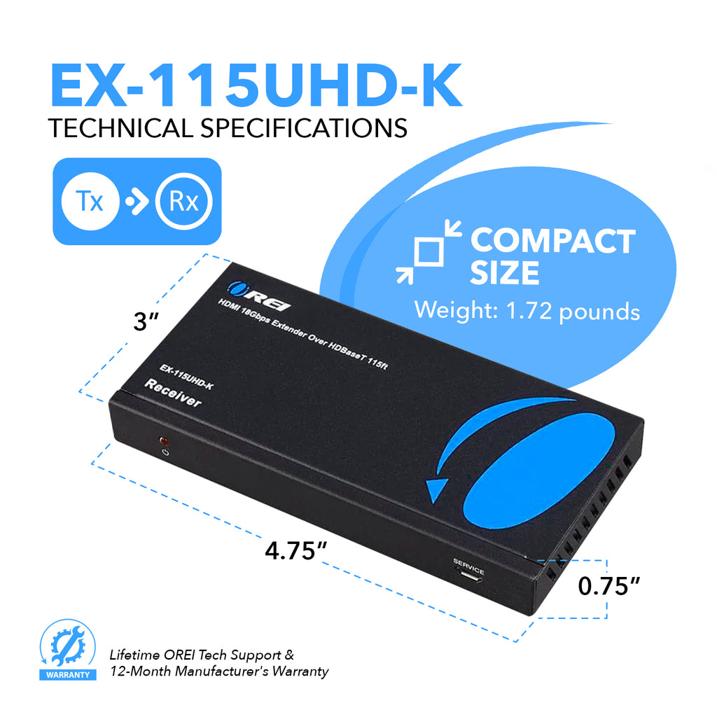 4K HDBaseT HDMI™ Extender (Loop) - 115ft (cat6)-EX-115UHD-K