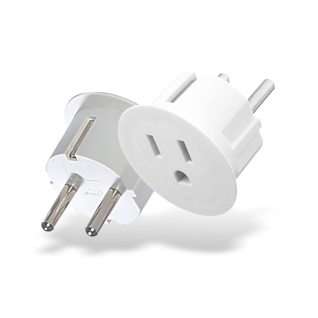 OREI American USA To European Schuko Germany Plug Adapters CE Certified Heavy Duty - 2 Pack (GS20)