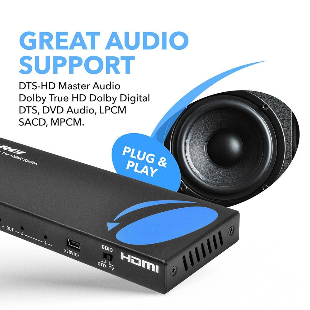 4K@30Hz 1x4 HDMI™ Splitter-HD-104
