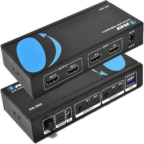 OREI HD-202 2x2 HDMI 1.4V Matrix Switch/Splitter (2-input, 2-output) with Remote Control Supports PIP, MHL, HDMI 1.4, 3D, 1080p, 4K x 2K