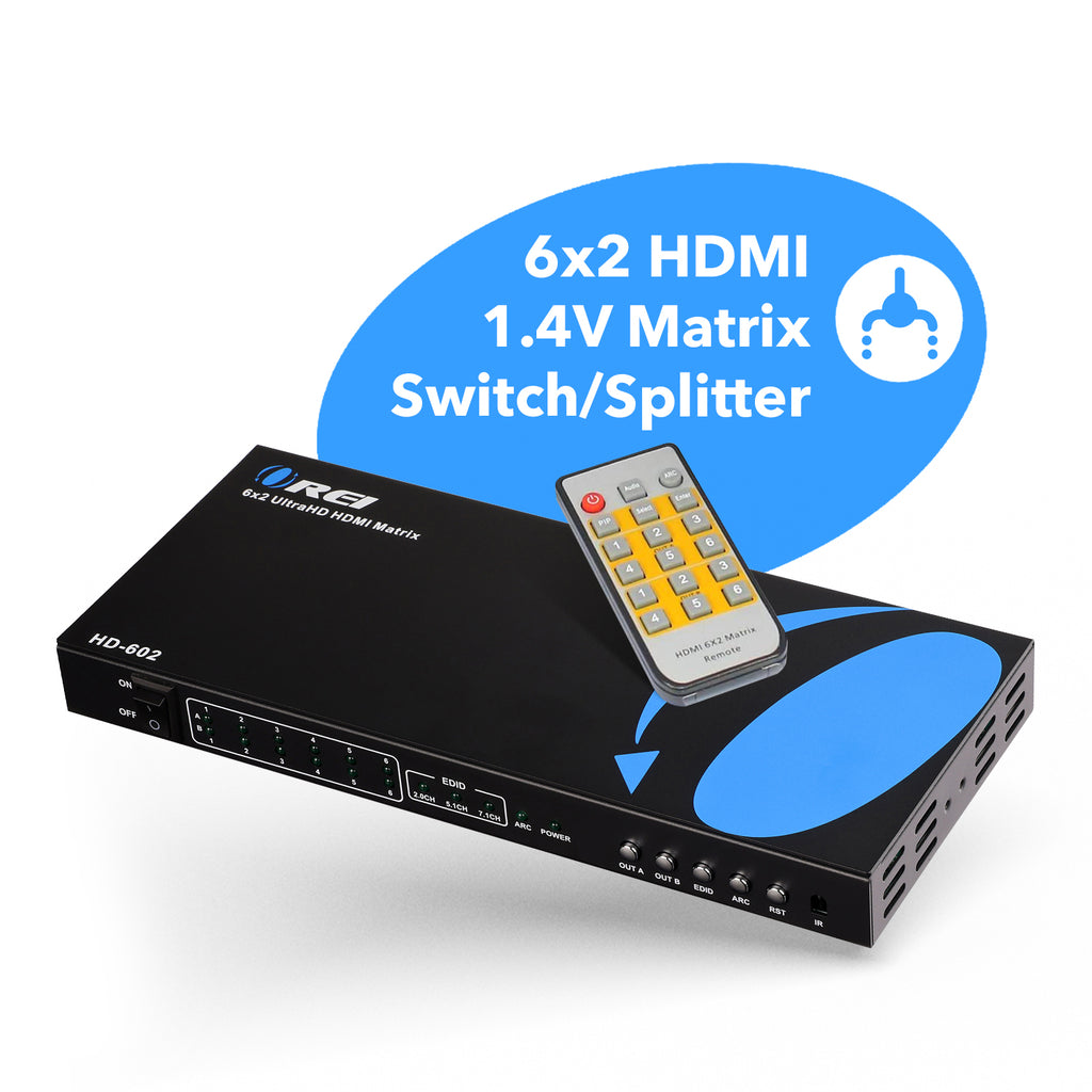 Ultra HD 6x2 HDMI Matrix Switch with ARC Support (HD-602)