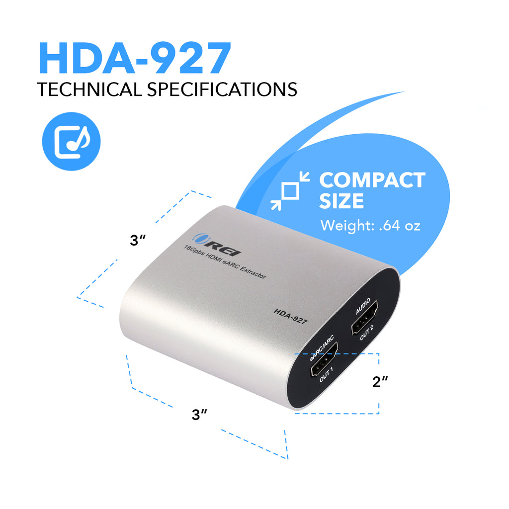 eARC 4K@60Hz Audio Extractor Converter 18G HDMI 2.0 ARC Support (HDA-927)