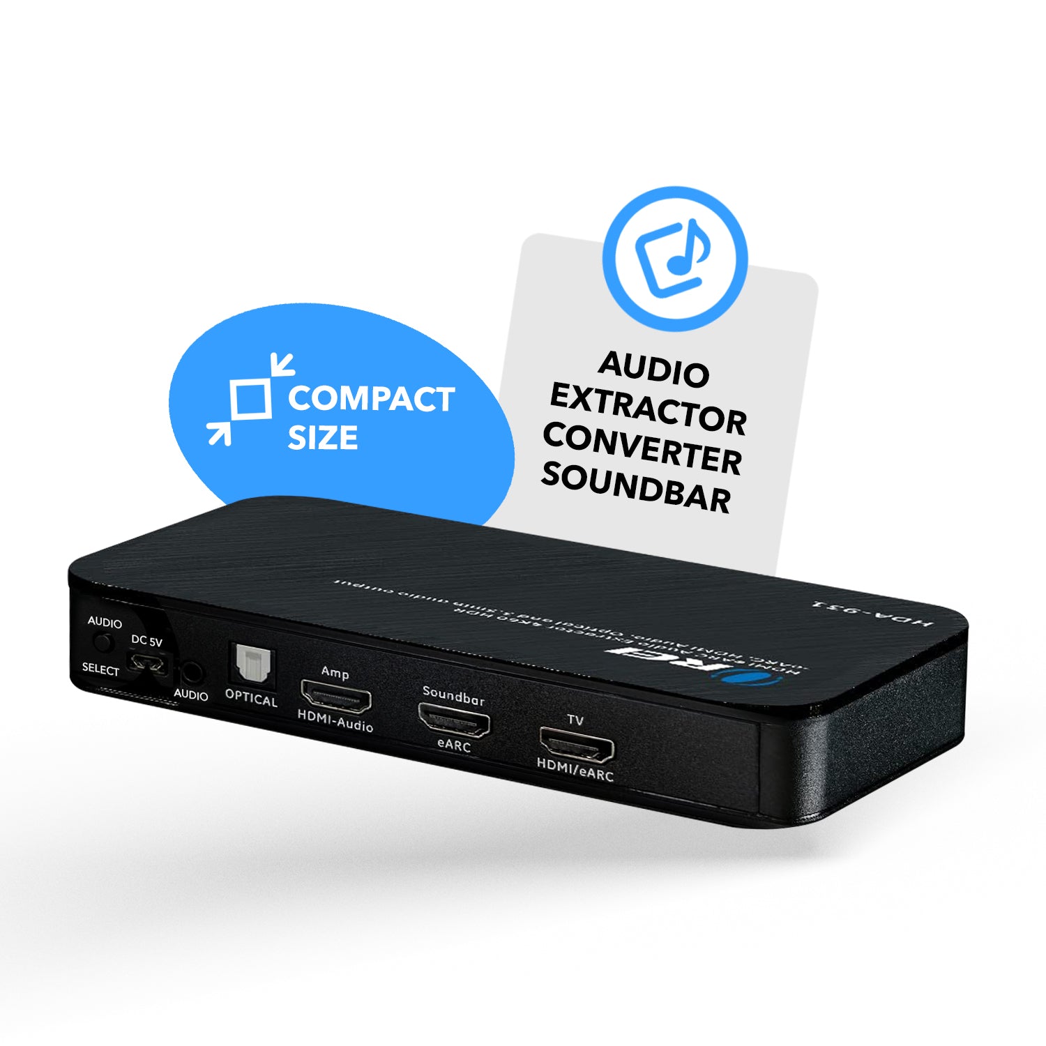 Dual HDMI eARC Audio Extractor 4K@60Hz with Optical Port & 3.5mm jack,  18Gbps bandwidth (HDA-931)