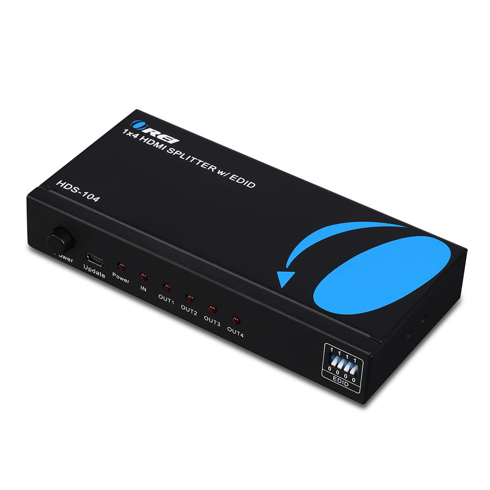 1x4 HDMI Splitter with Power Adapter : 1-in 4-out, EDID (HDS-104)